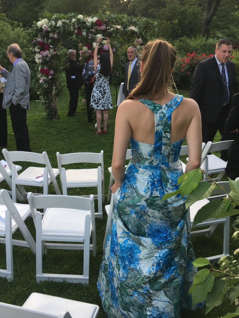 Theia Floral Hydrangea Blue Gown Dress